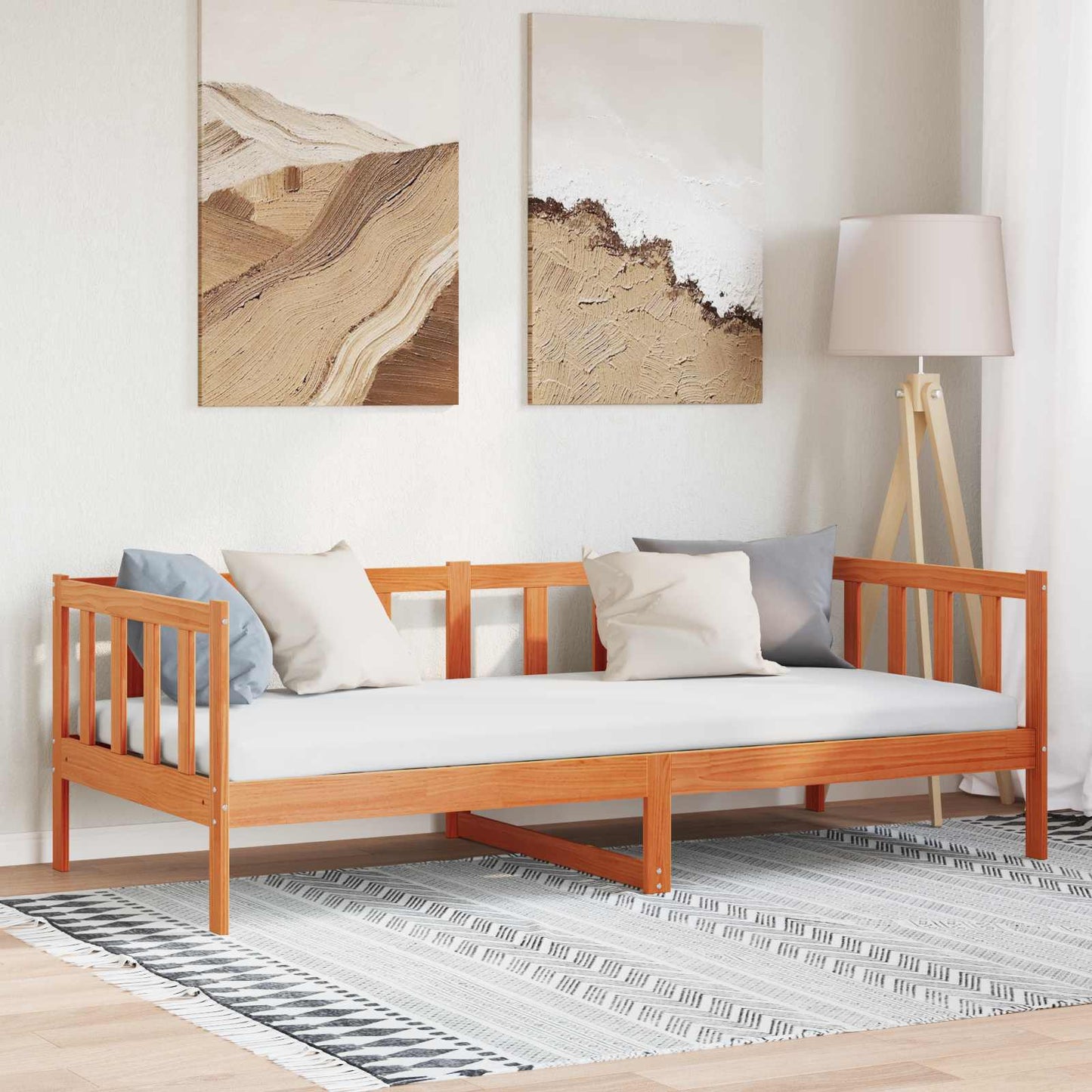 Sengestel med hovedgærde Voks brun 90 x 190 cm Massiv fyrretræ