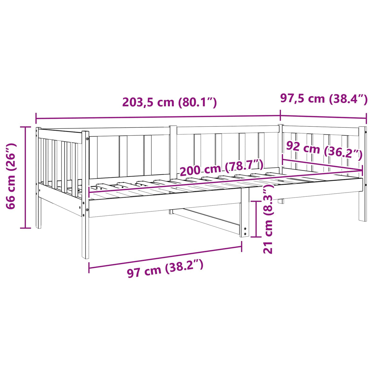 Sengestel med hovedgærde Voks brun 90 x 190 cm Massiv fyrretræ