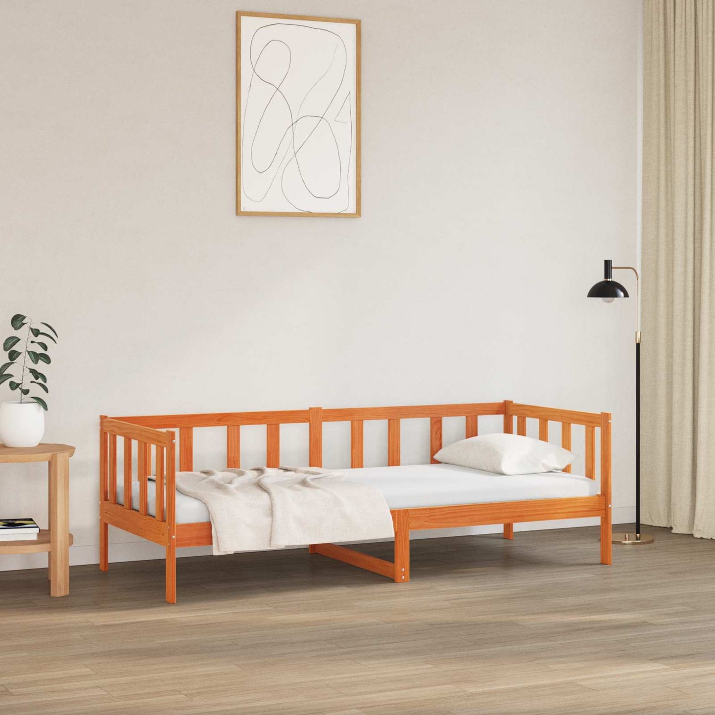 Sengestel med hovedgærde Voks brun 80 x 200 cm Massiv fyrretræ