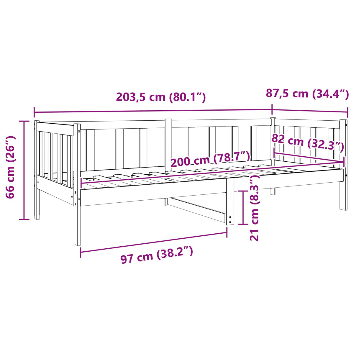 Sengestel med hovedgærde Voks brun 80 x 200 cm Massiv fyrretræ