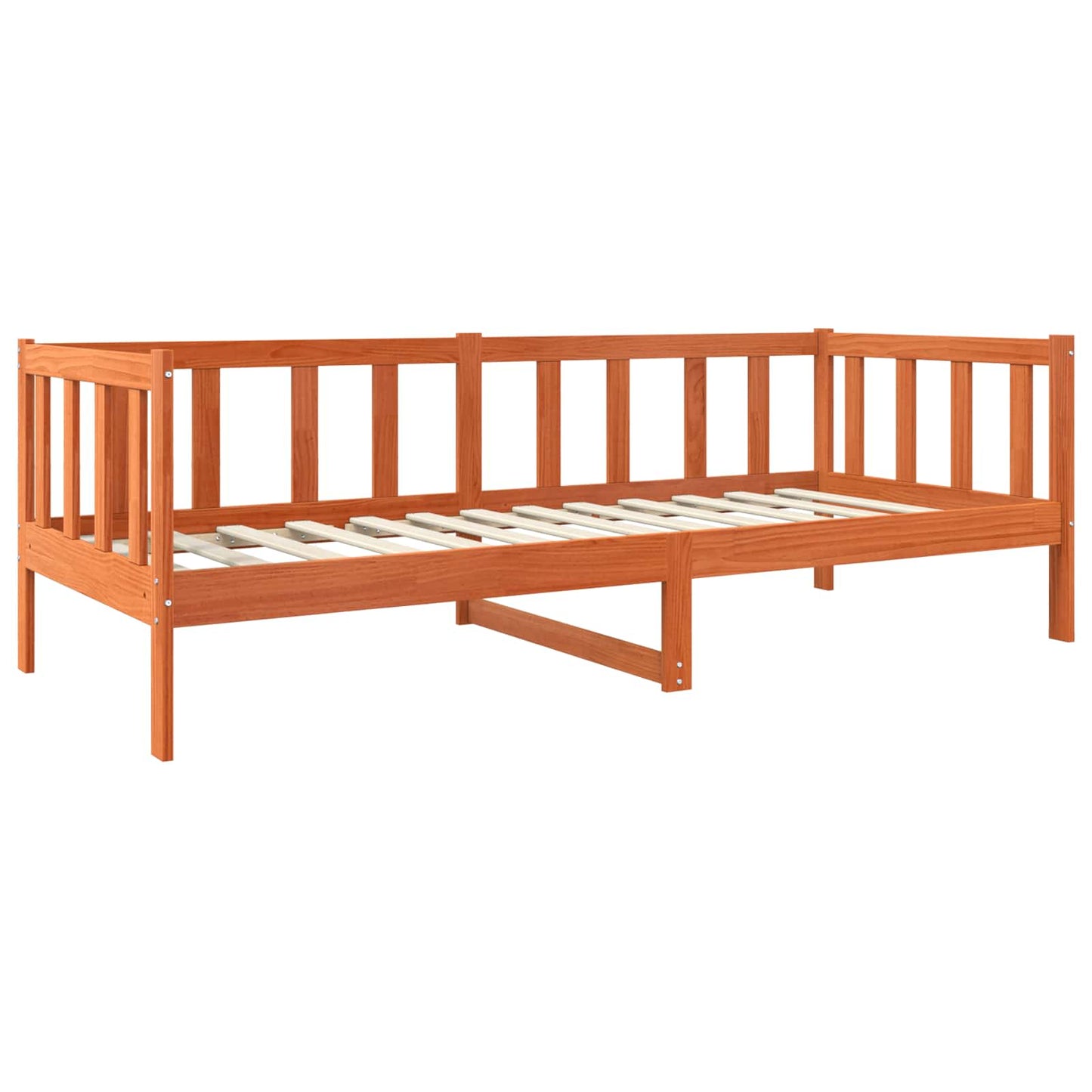 Sengestel med hovedgærde Voks brun 90 x 190 cm Massiv fyrretræ