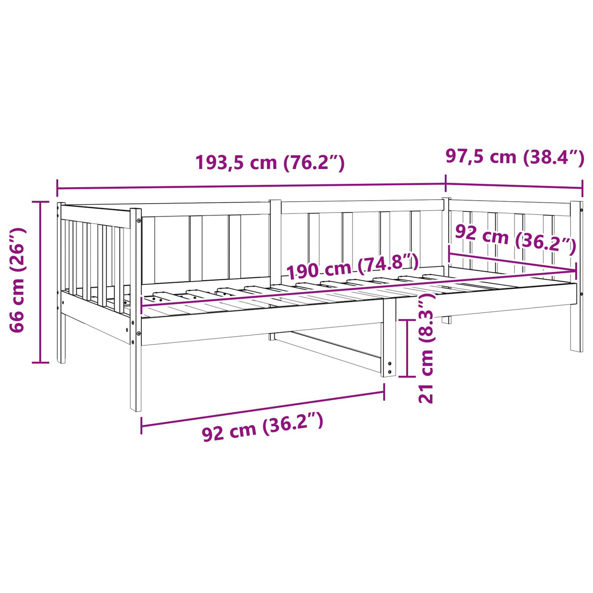 Sengestel med hovedgærde Voks brun 90 x 190 cm Massiv fyrretræ