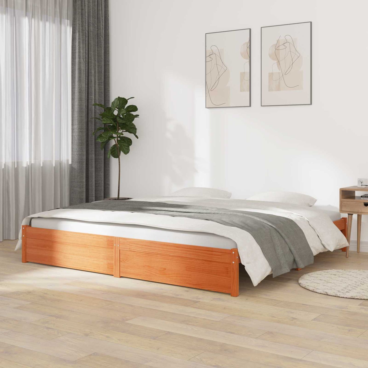 Sengestel Voks brun 180 x 200 cm Massivt fyrretræ