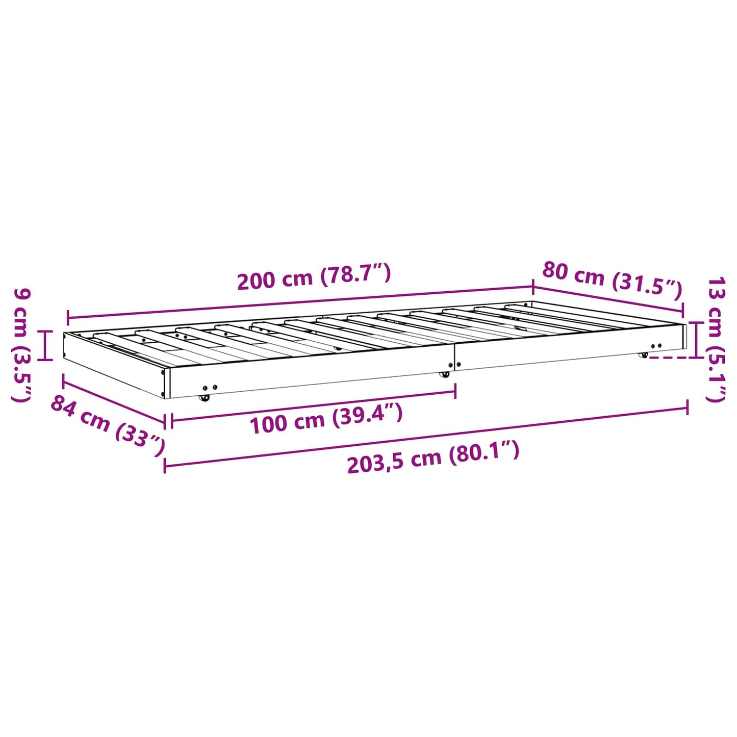 Sengestel Voks brun 80 x 200 cm Massiv fyrretræ