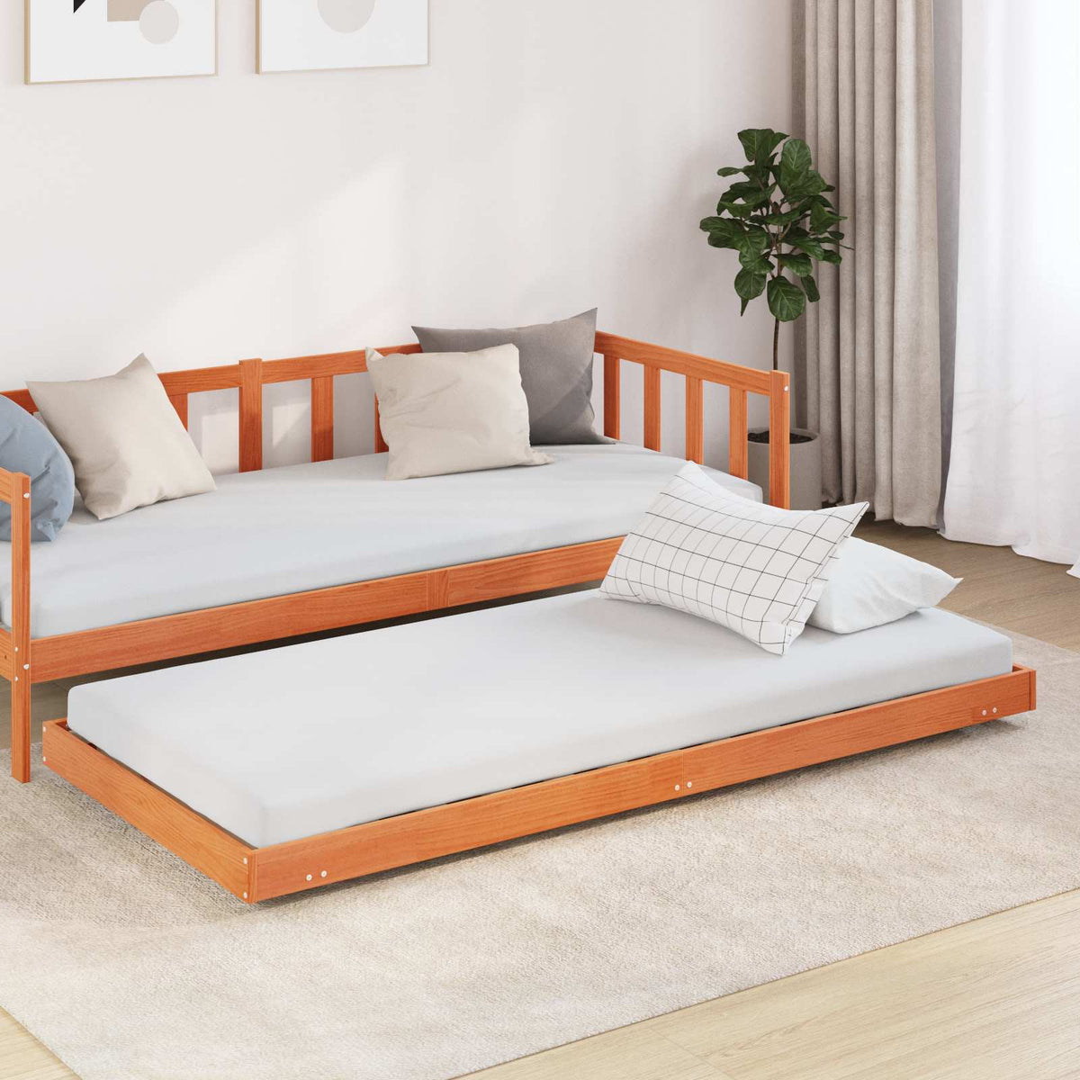 Sengestel Voks brun 90 x 190 cm Massiv fyrretræ