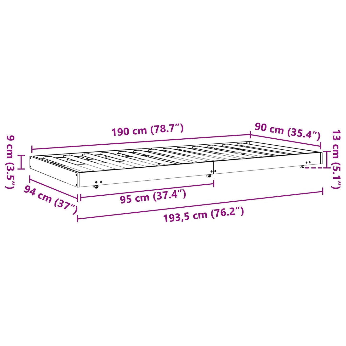 Sengestel Voks brun 90 x 190 cm Massiv fyrretræ