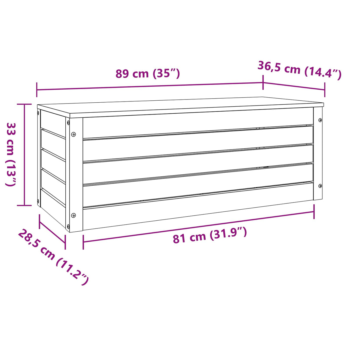 Opbevaringskasse Voks brun 89 x 36,5 x 33 cm Massiv fyrretræ