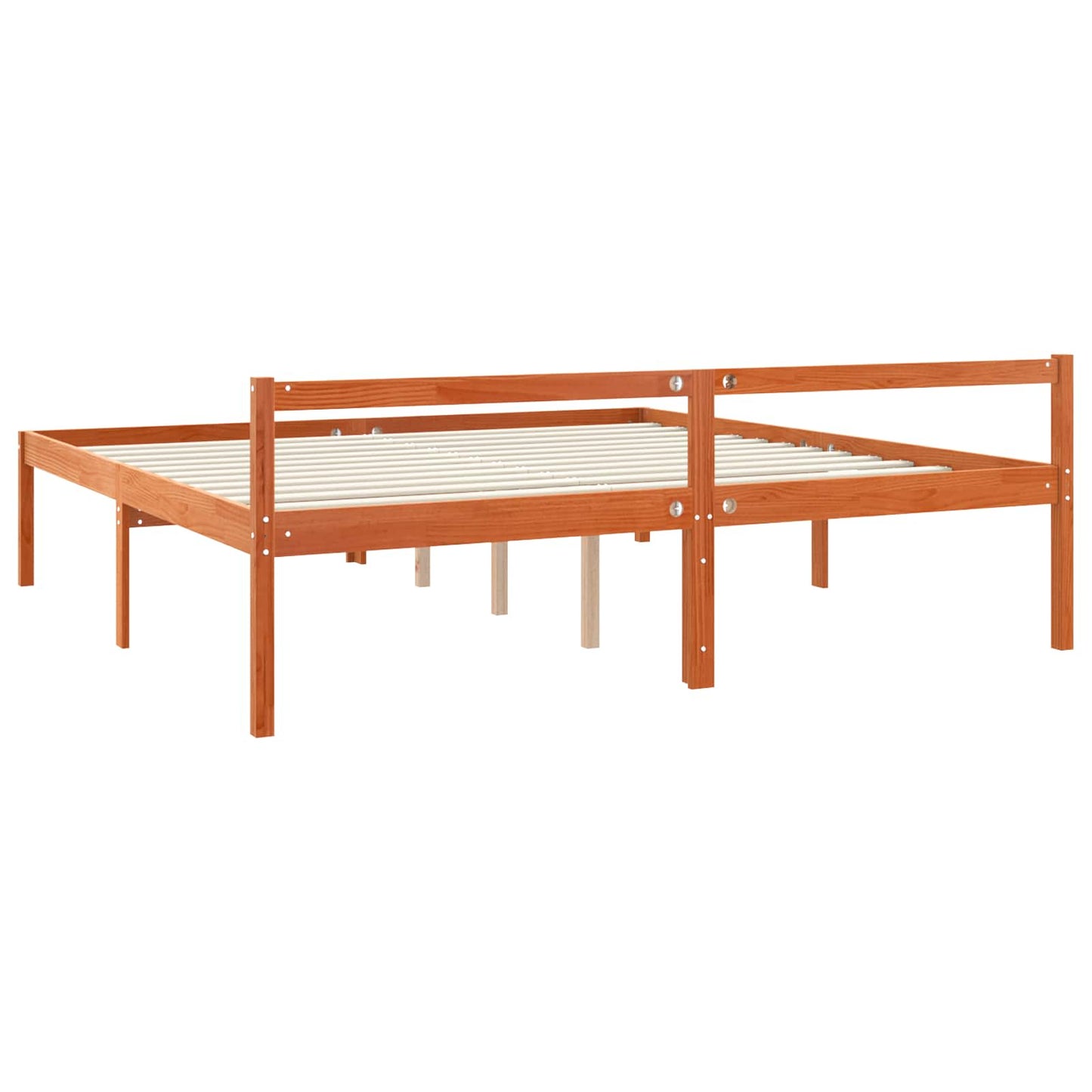 Sengestel med hovedgærde Voks brun 200 x 200 cm Massiv fyrretræ