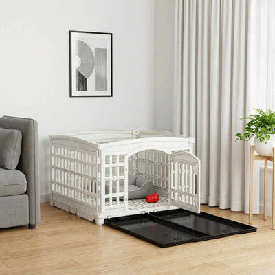 4-panelers hunde legegrind 122 x 106,5 x 82 cm Plastik Hvid