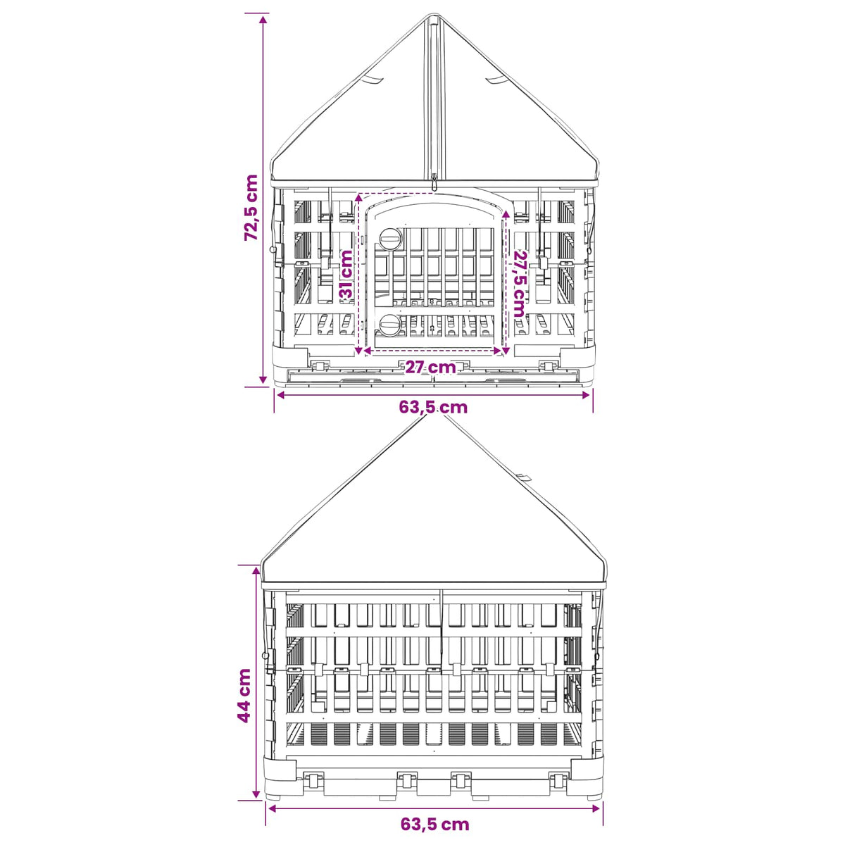 4 Panelers Hundelufter med Tag 122 x 106,5 x 82 cm Plastik Hvid
