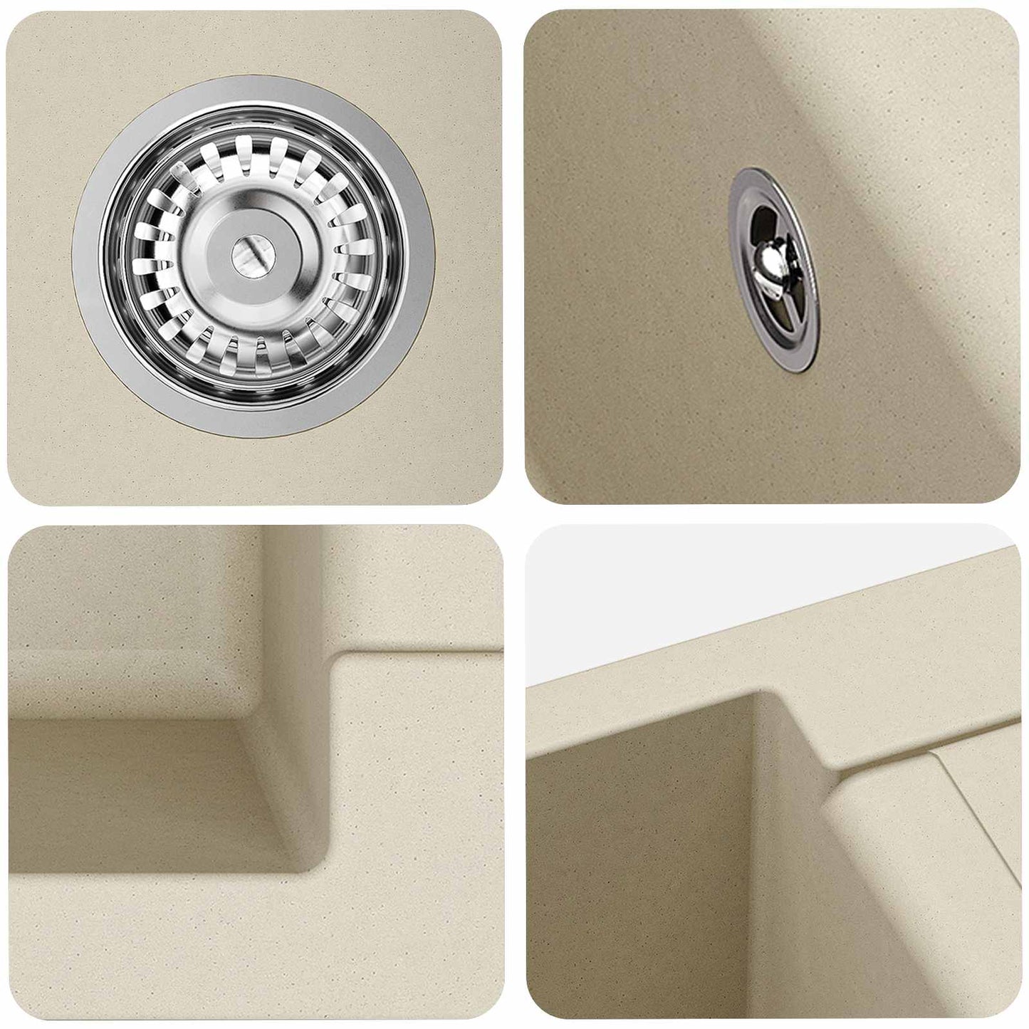 Vask Beige 780 x 500 mm 80% Kvarts og 20% Resin