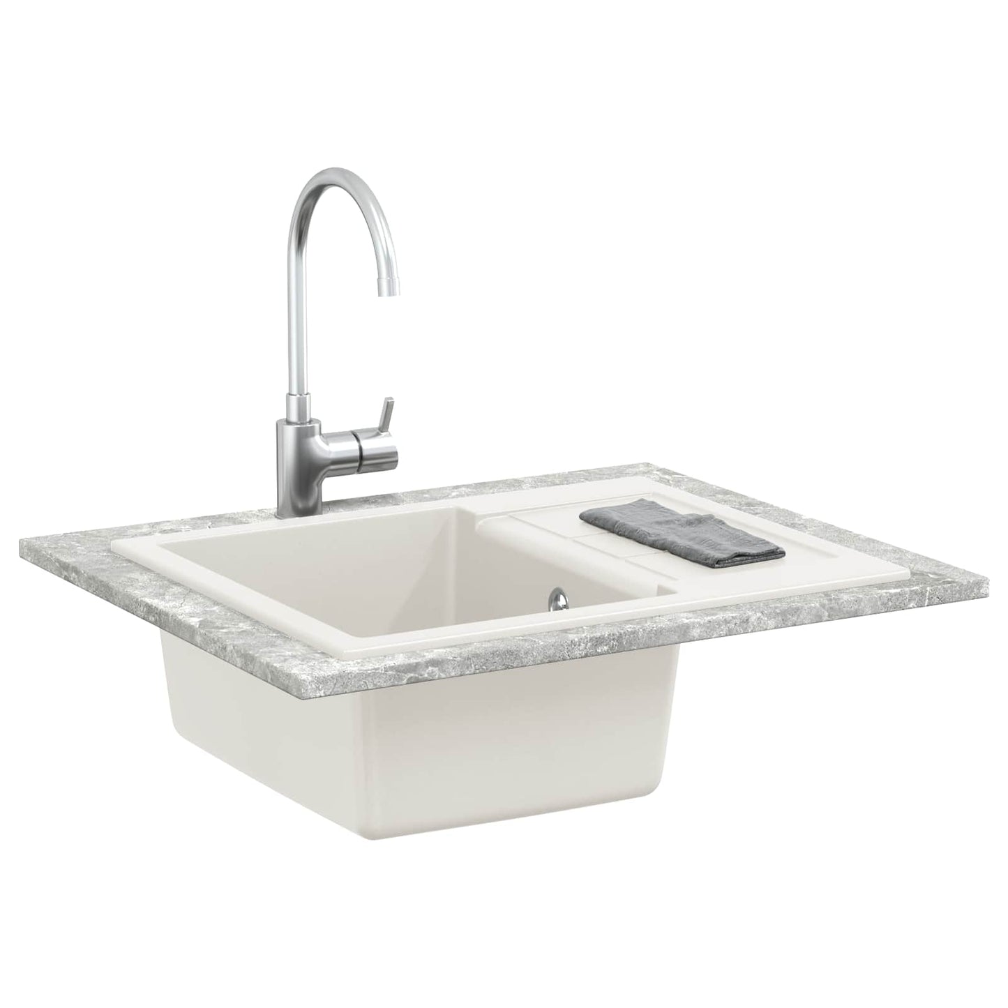 Vask Hvid 620 x 500 mm 80% Kvarts og 20% Resin