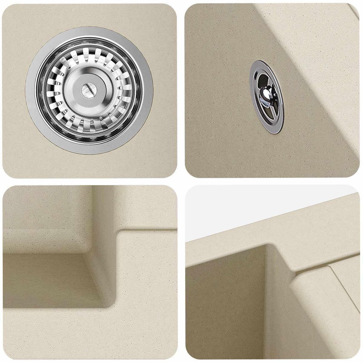 Vask Beige 780 x 500 mm 80% Kvarts og 20% Resin