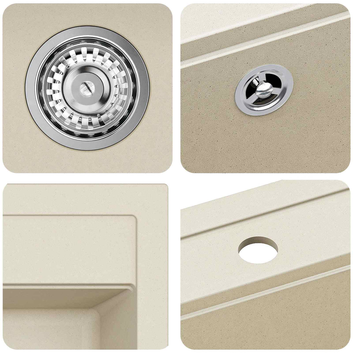 Vask 80% Kvarts og 20% Resin 470 x 440 mm Beige