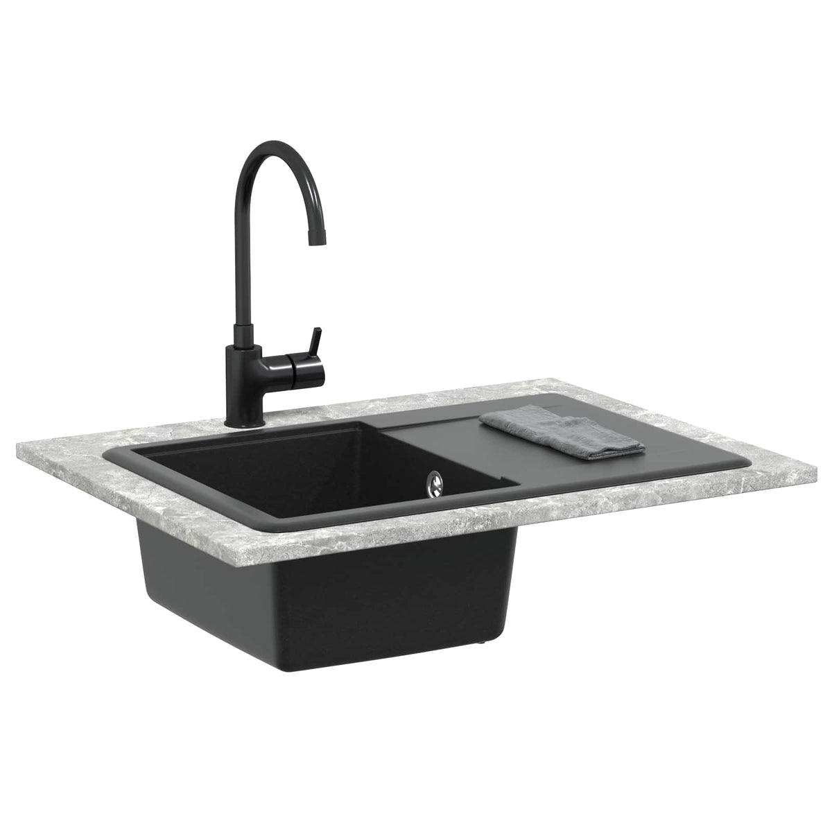 Vask 80% Kvarts og 20% Resin 670 x 460 mm Sort