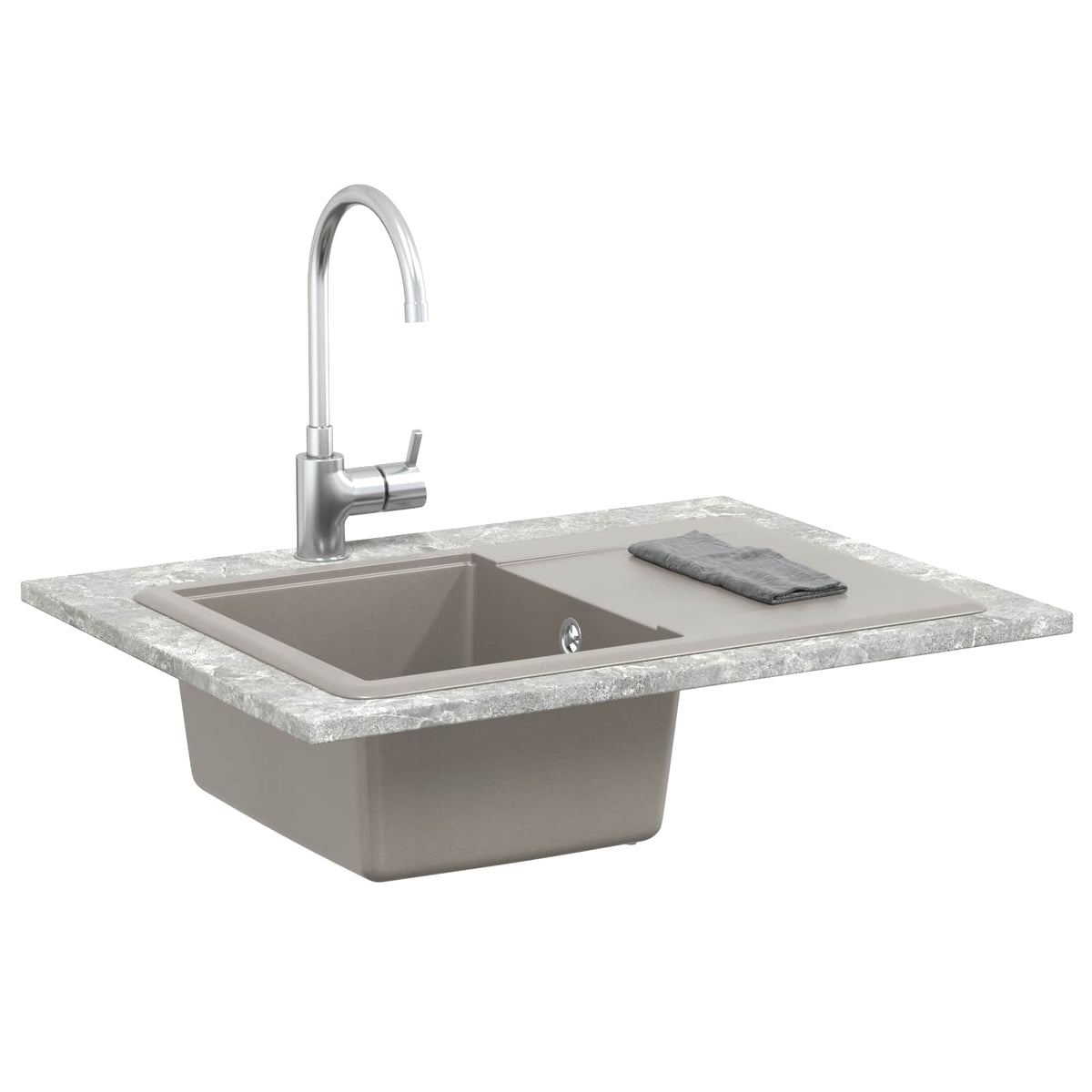 Vask 80% Kvarts og 20% Resin 670 x 460 mm Grå