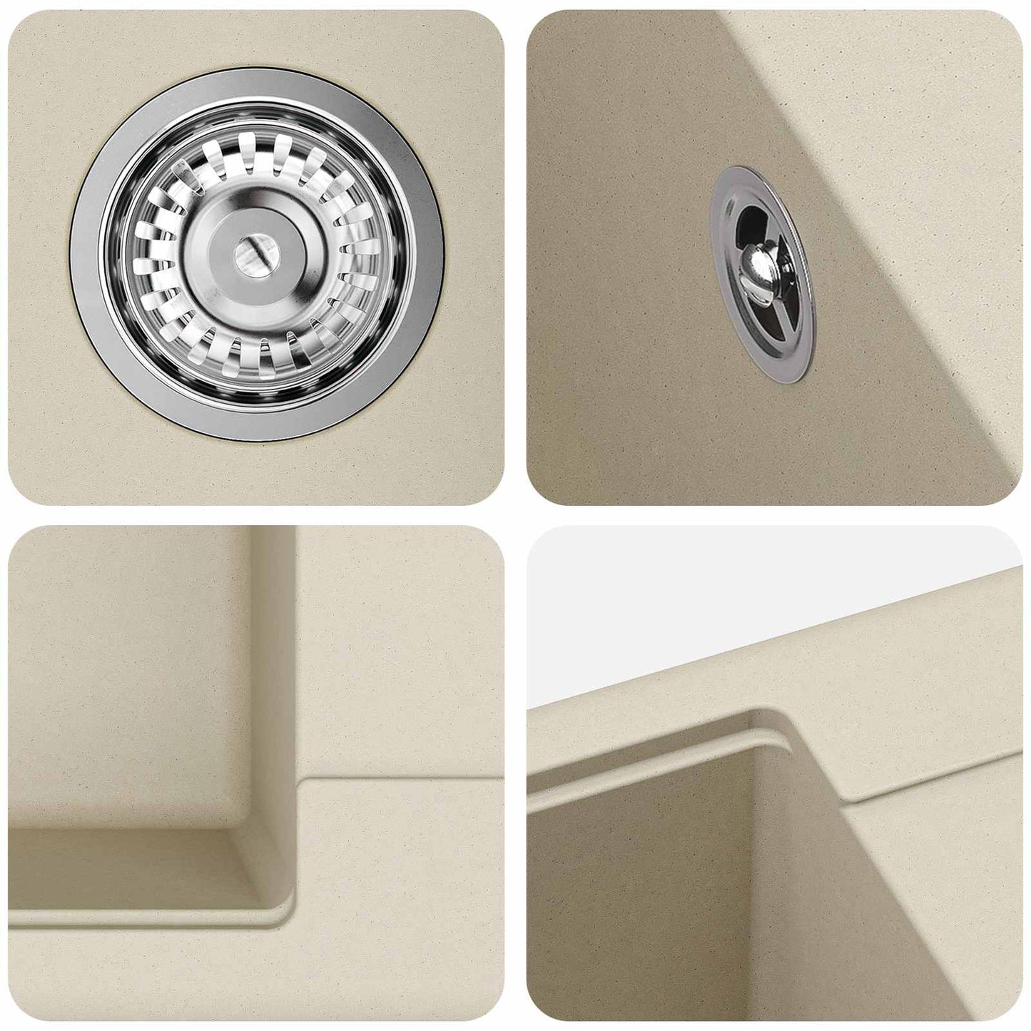 Vask 80% Kvarts og 20% Resin 670 x 460 mm Beige