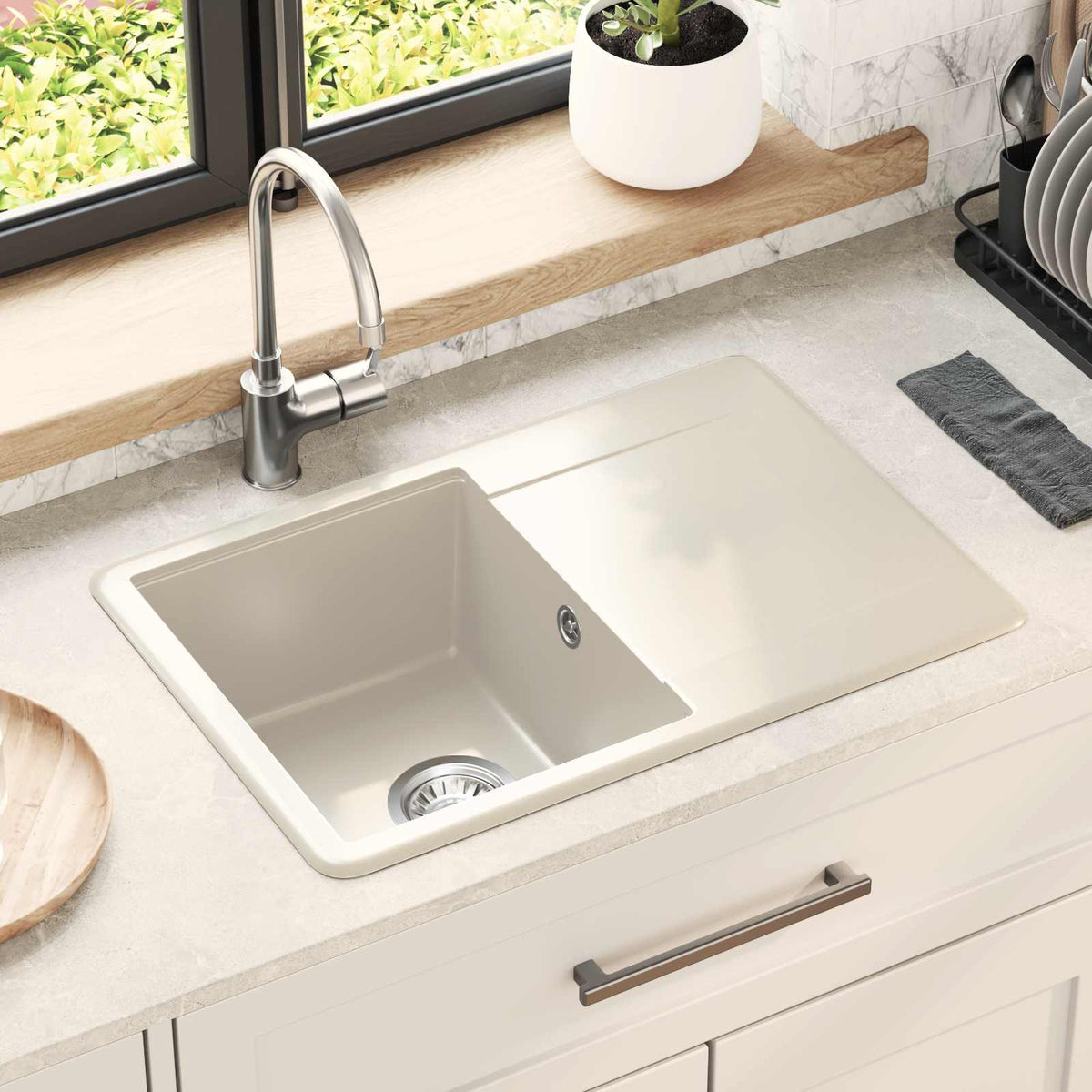 Vask 80% Kvarts og 20% Resin 670 x 460 mm Beige