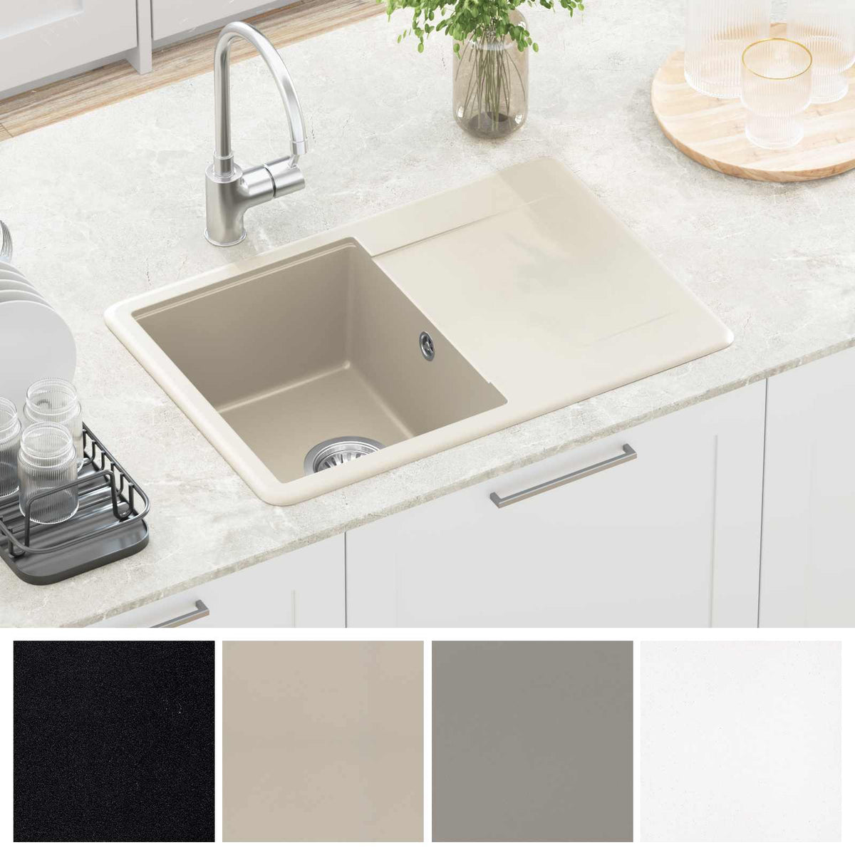 Vask 80% Kvarts og 20% Resin 670 x 460 mm Beige