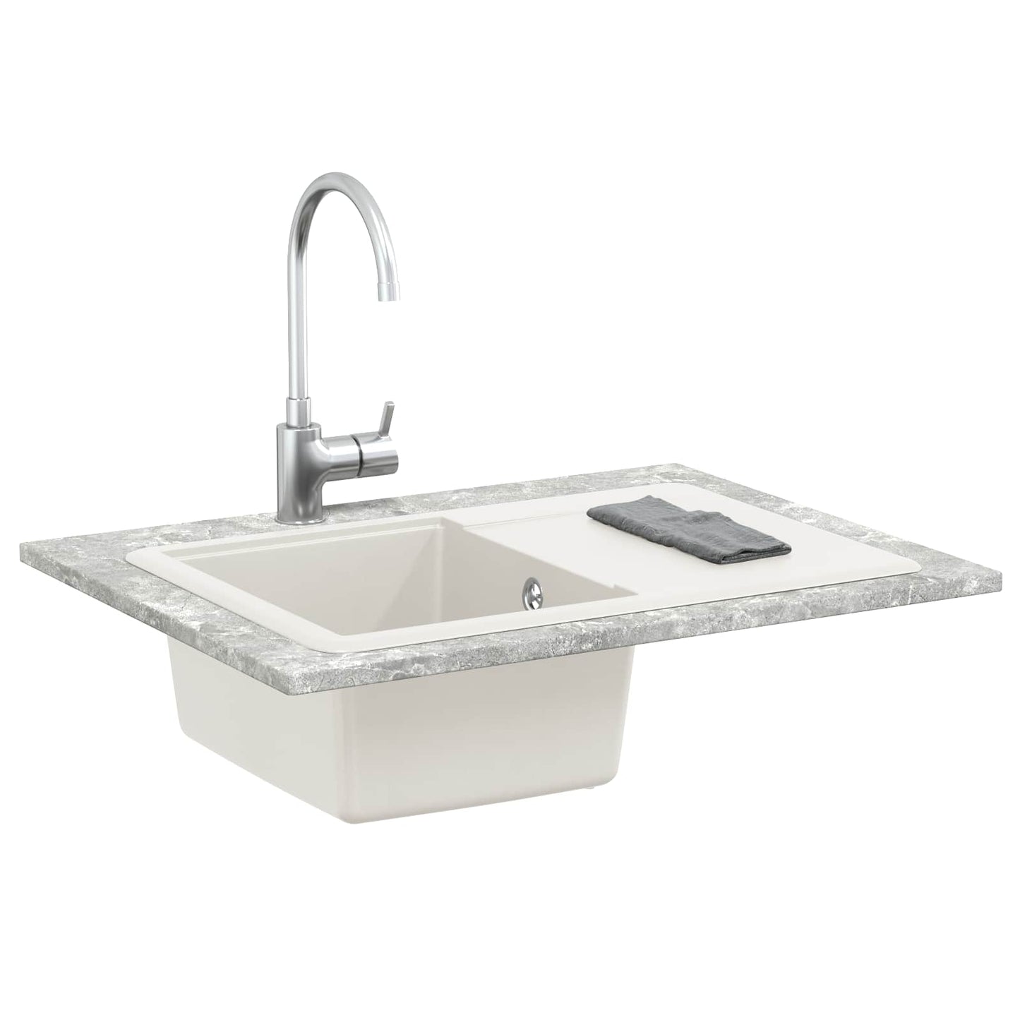 Vask 80% Kvarts og 20% Resin 670 x 460 mm Hvid