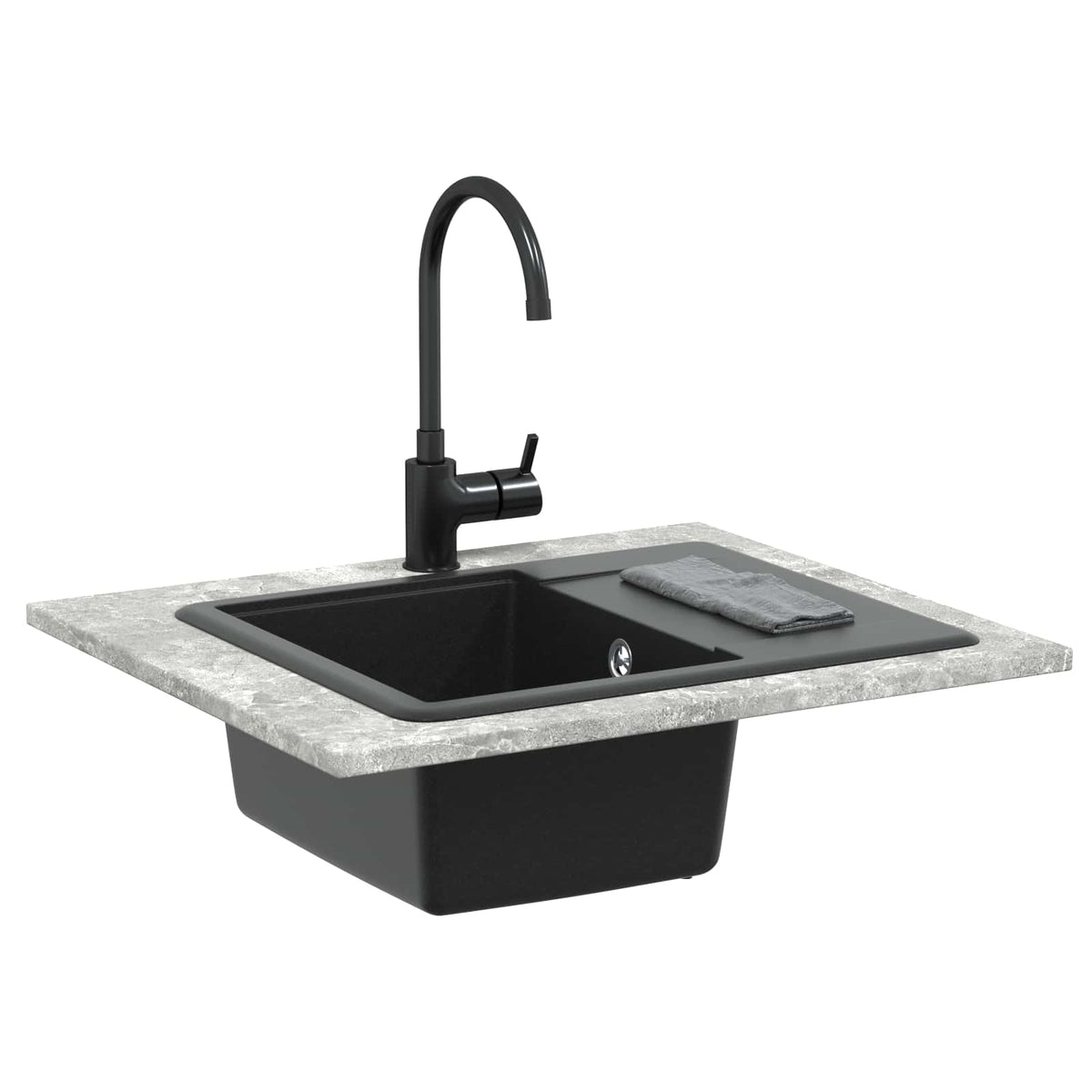 Vask 80% Kvarts og 20% Resin 560 x 460 mm Sort