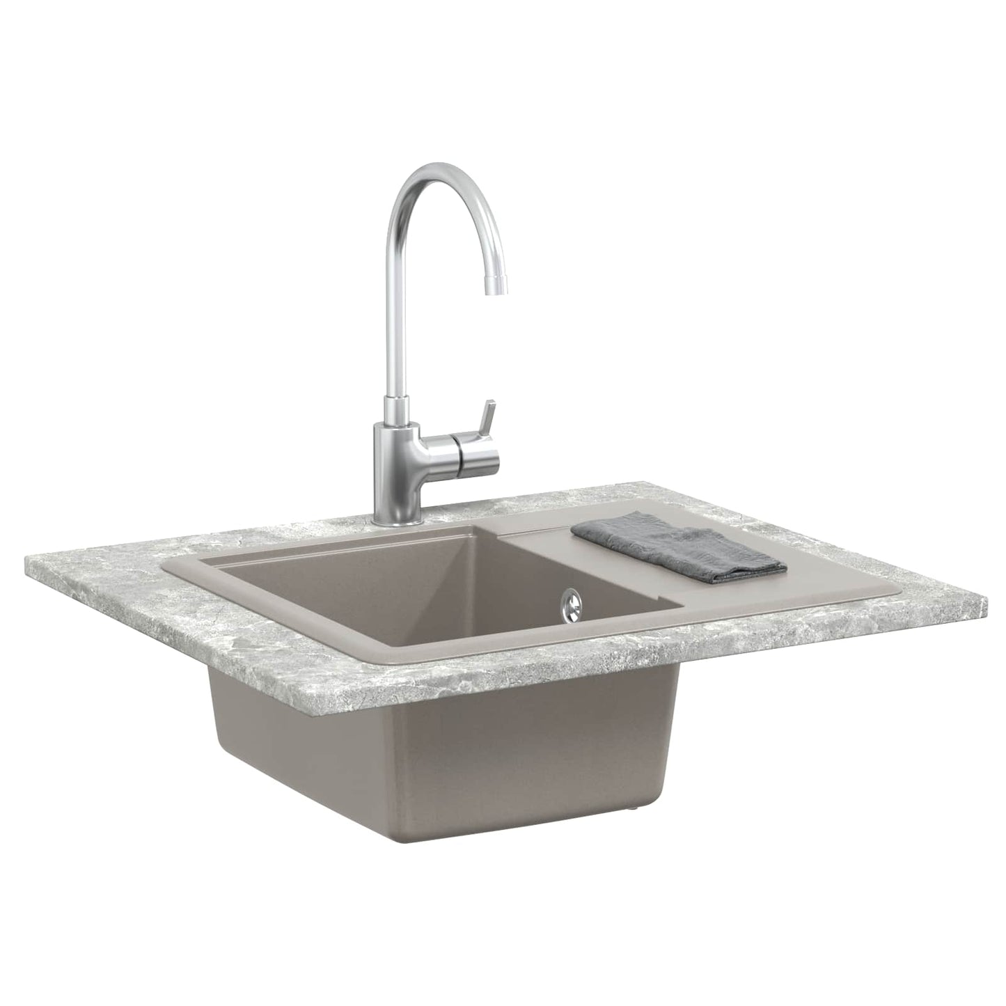 Vask 80% Kvarts og 20% Resin 560 x 460 mm Grå