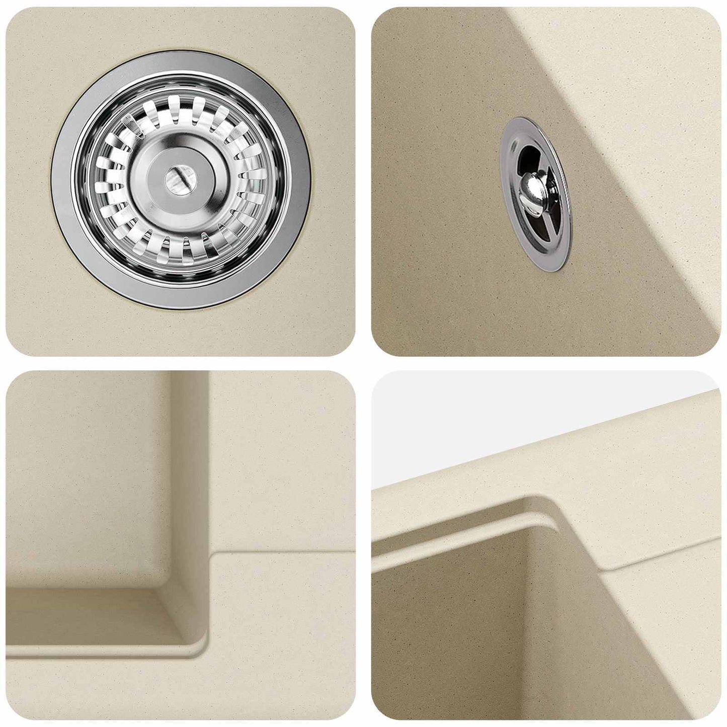 Vask 80% Kvarts og 20% Resin 560 x 460 mm Beige