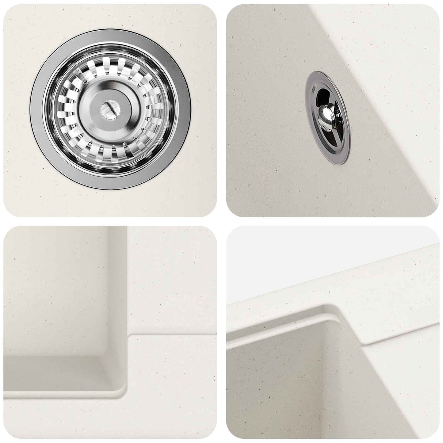 Vask 80% Kvarts og 20% Resin 560 x 460 mm Hvid