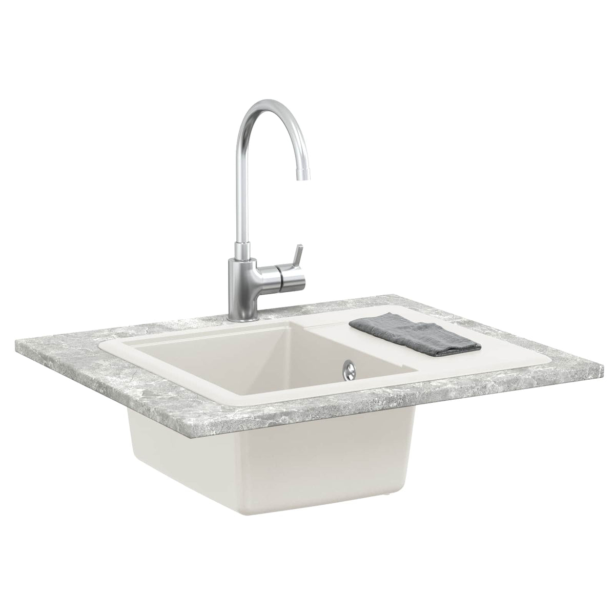 Vask 80% Kvarts og 20% Resin 560 x 460 mm Hvid