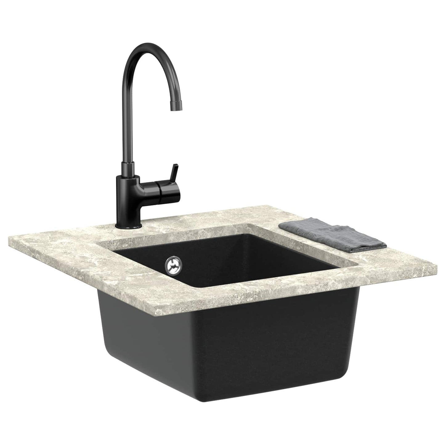 Vask 80% Kvarts og 20% Resin 370 x 460 mm Sort