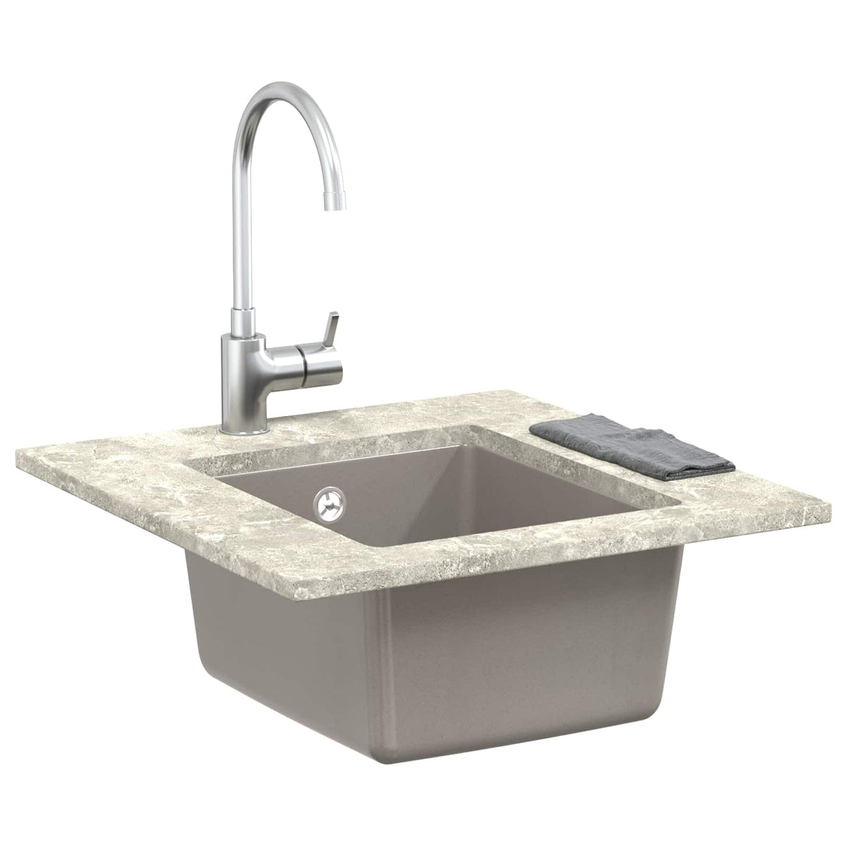 Vask 80% Kvarts og 20% Resin 370 x 460 mm Grå