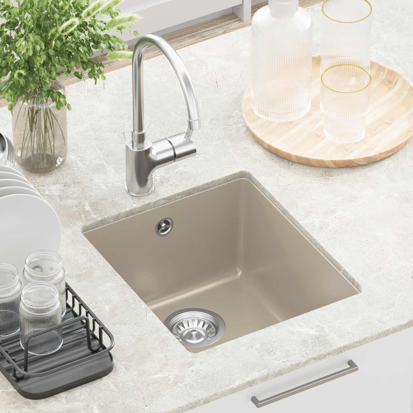 Vask 80% Kvarts og 20% Resin 370 x 460 mm Beige