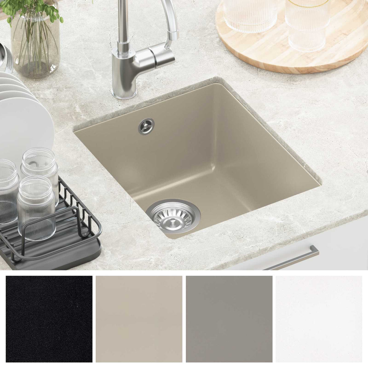 Vask 80% Kvarts og 20% Resin 370 x 460 mm Beige