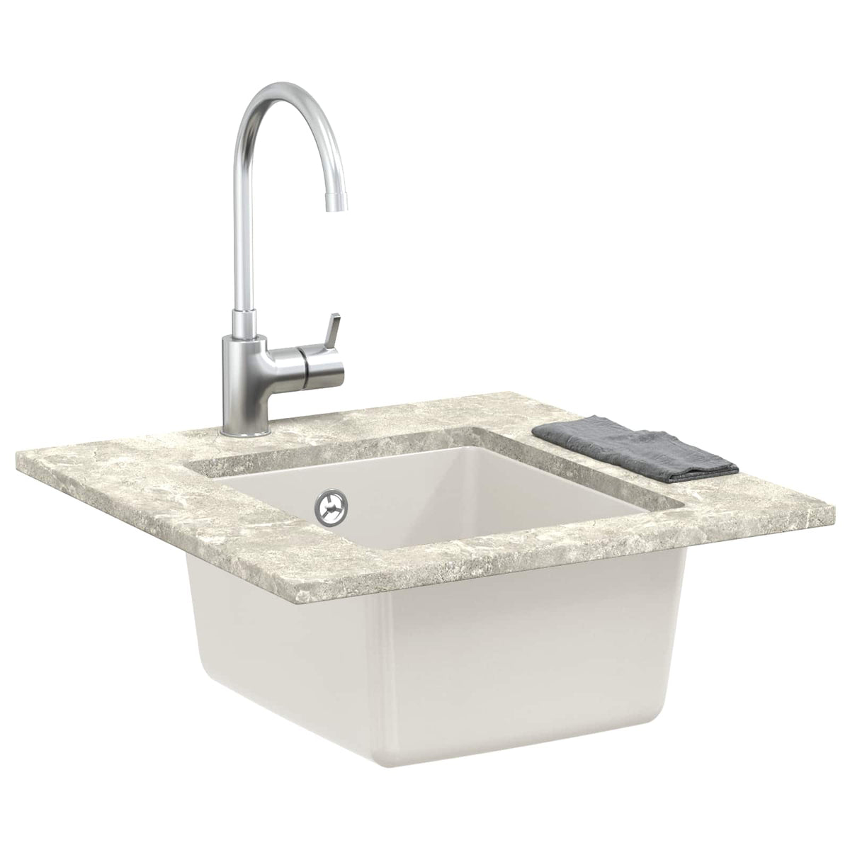 Vask 80% Kvarts og 20% Resin 370 x 460 mm Hvid