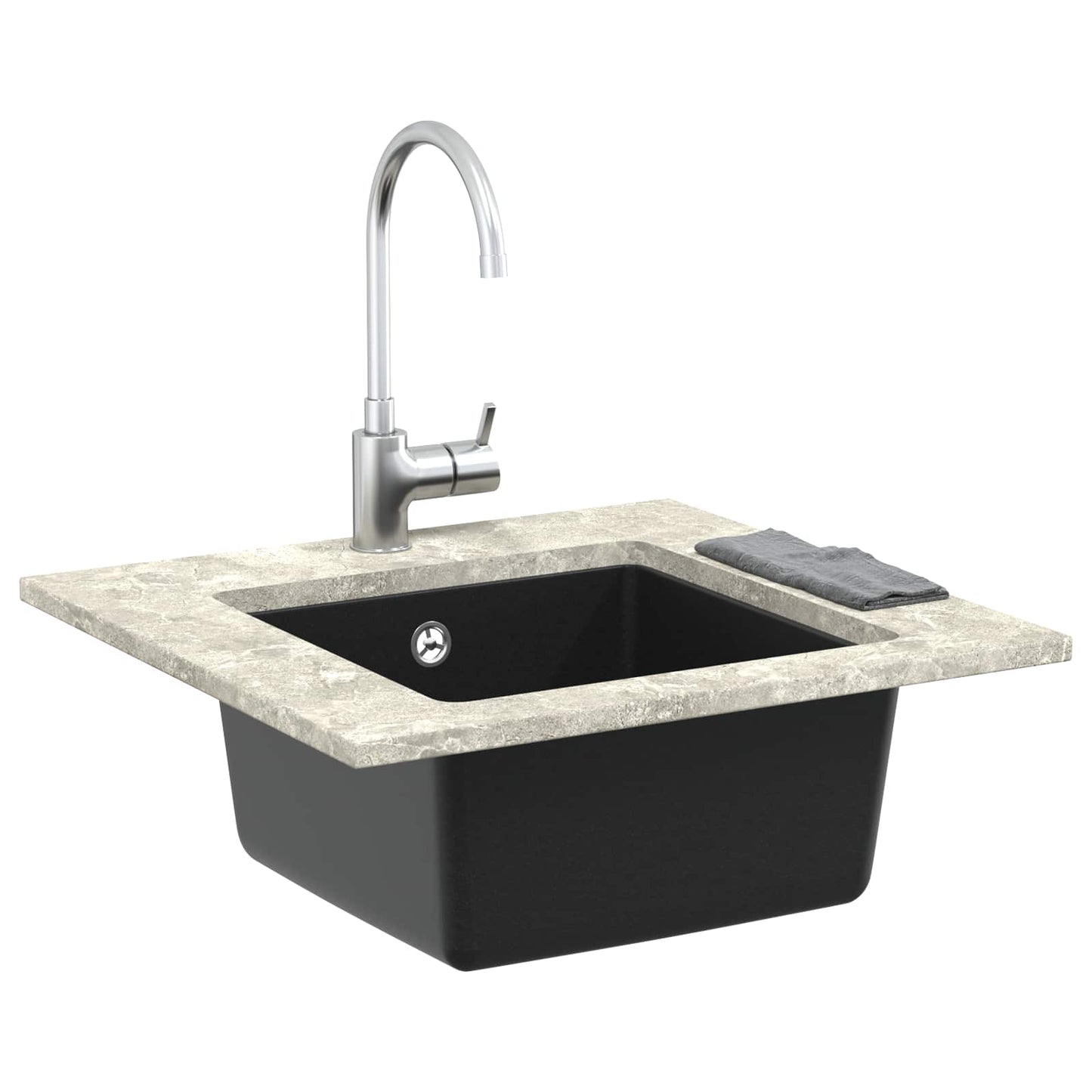 Vask 80% Kvarts og 20% Resin 430 x 460 mm Sort