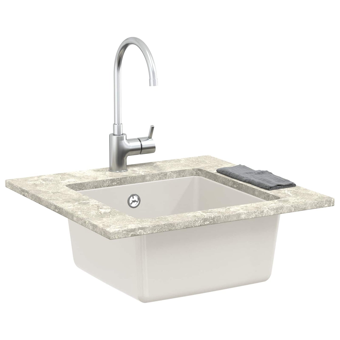 Vask 80% Kvarts og 20% Resin 430 x 460 mm Hvid