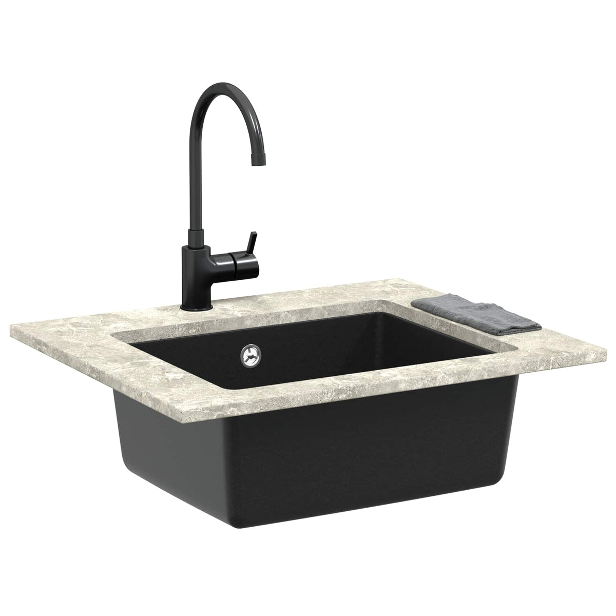 Vask 80% Kvarts og 20% Resin 530 x 460 mm Sort