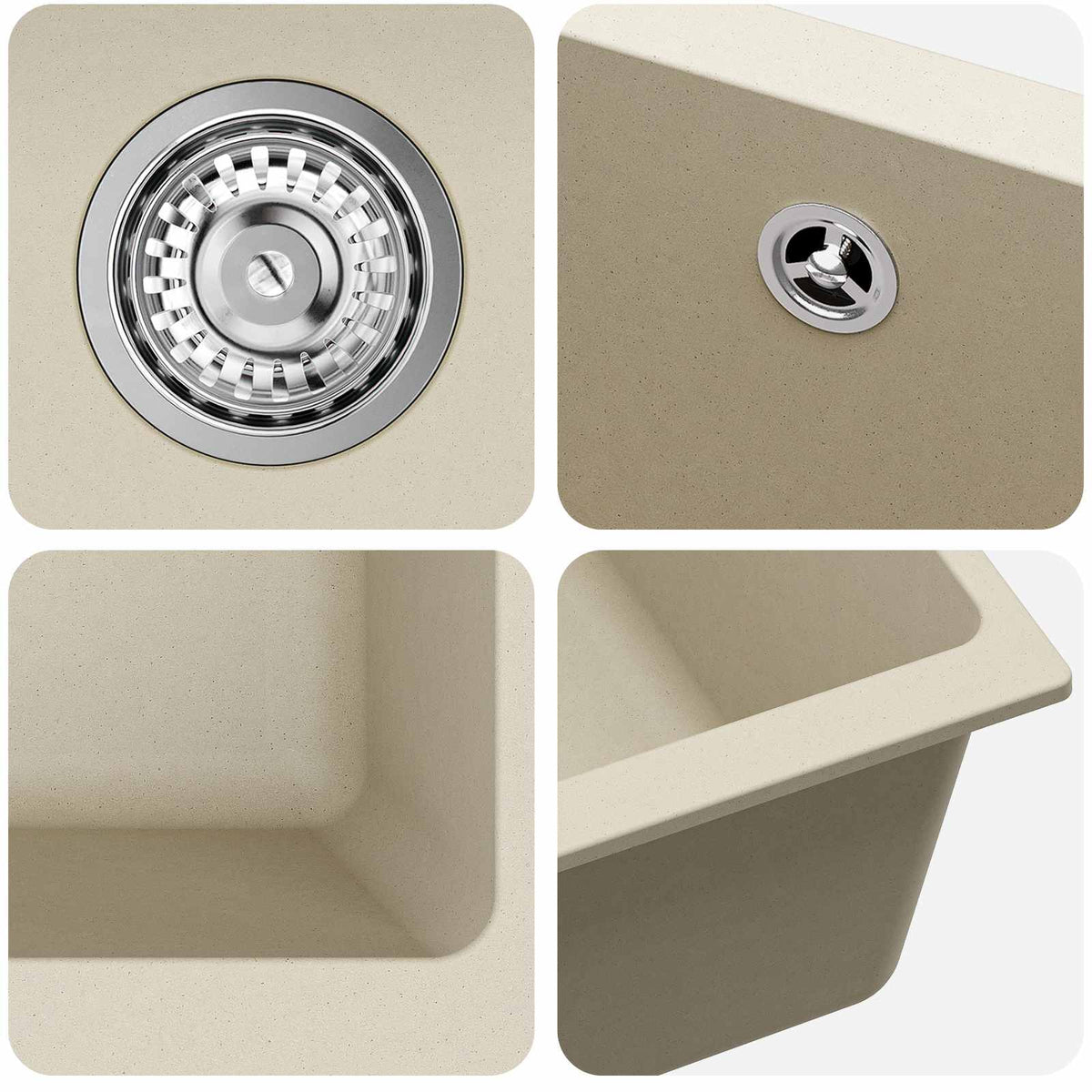 Vask 80% Kvarts og 20% Resin 530 x 460 mm Beige