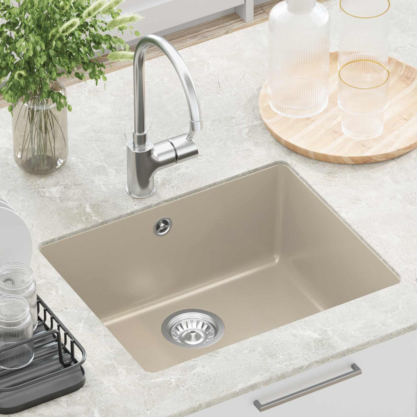 Vask 80% Kvarts og 20% Resin 530 x 460 mm Beige