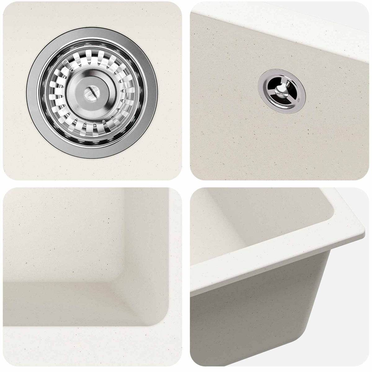 Vask 80% Kvarts og 20% Resin 530 x 460 mm Hvid