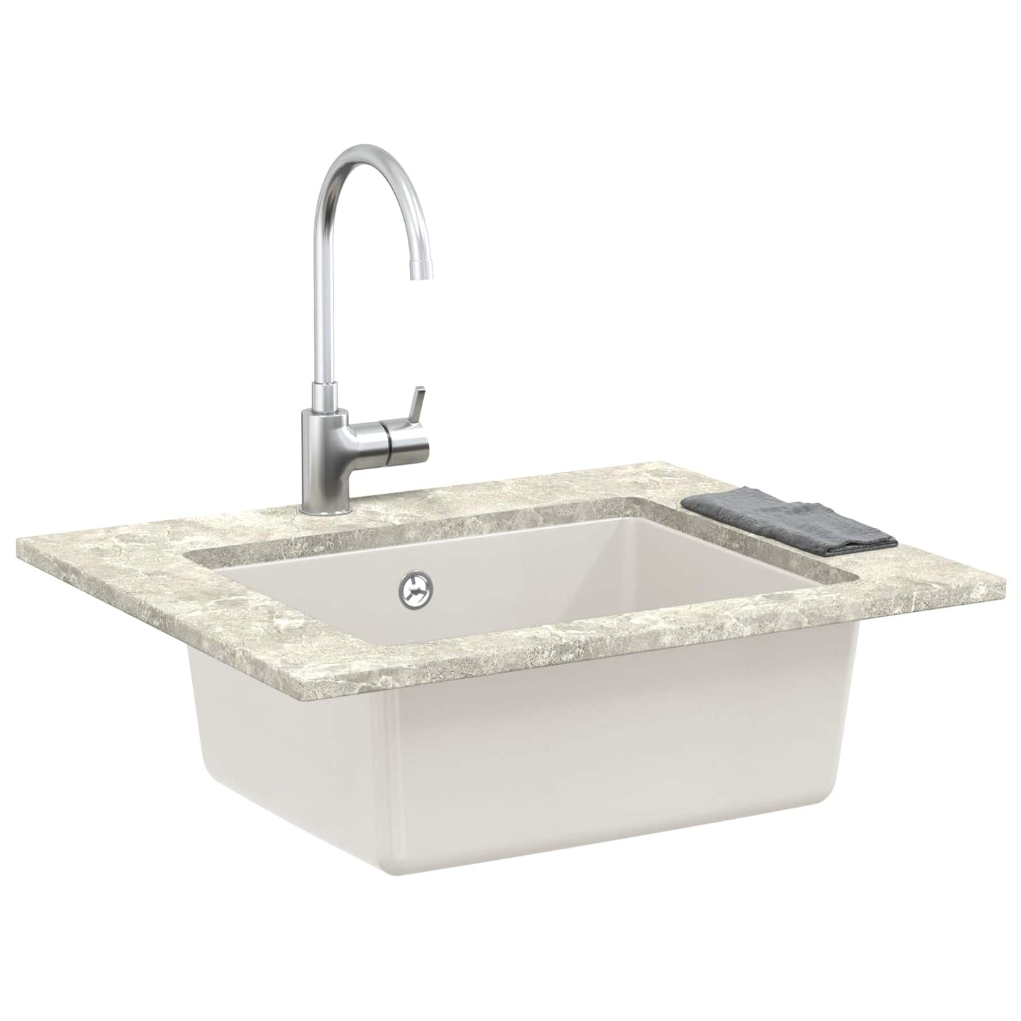Vask 80% Kvarts og 20% Resin 530 x 460 mm Hvid