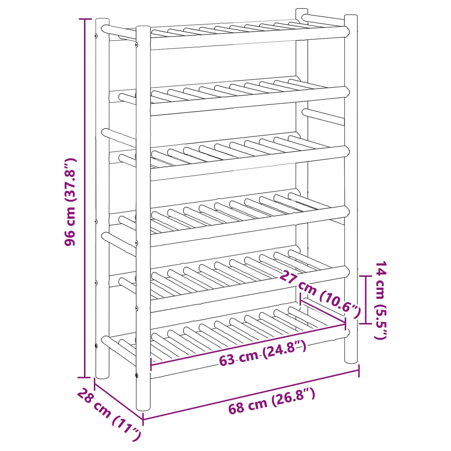 Skostativ 68 x 28 x 96 cm Bambus Naturfarvet