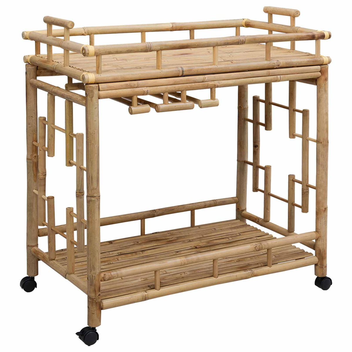 Vinvogn med hjul Naturfarvet 85 x 50 x 93 cm Bambus