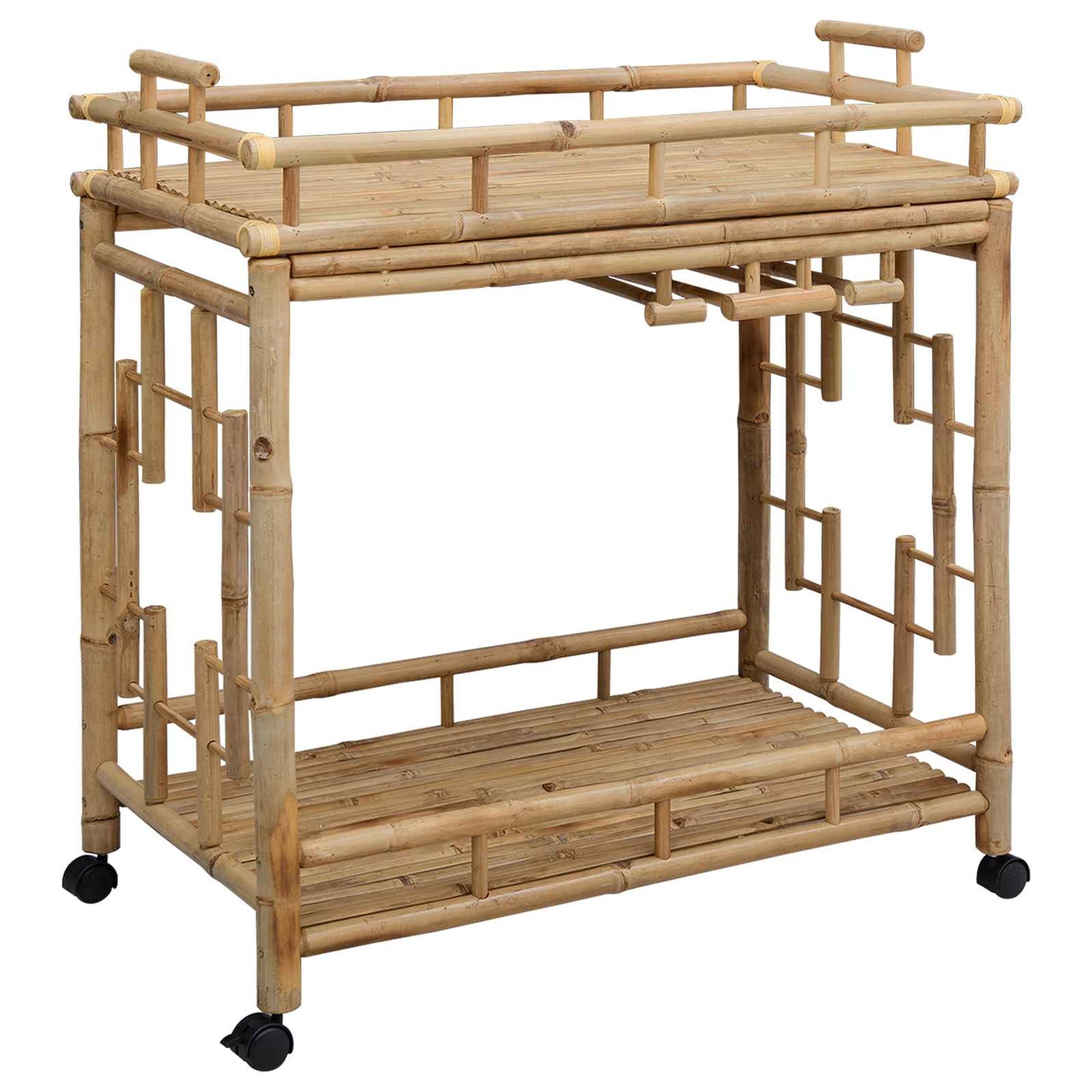 Vinvogn med hjul Naturfarvet 85 x 50 x 93 cm Bambus