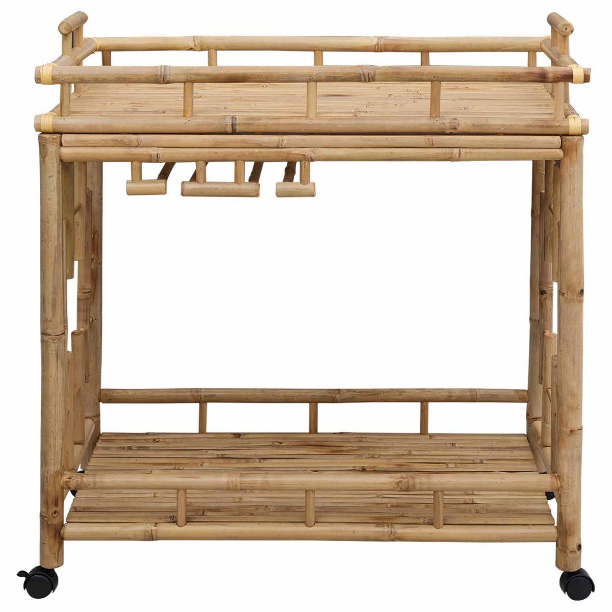 Vinvogn med hjul Naturfarvet 85 x 50 x 93 cm Bambus