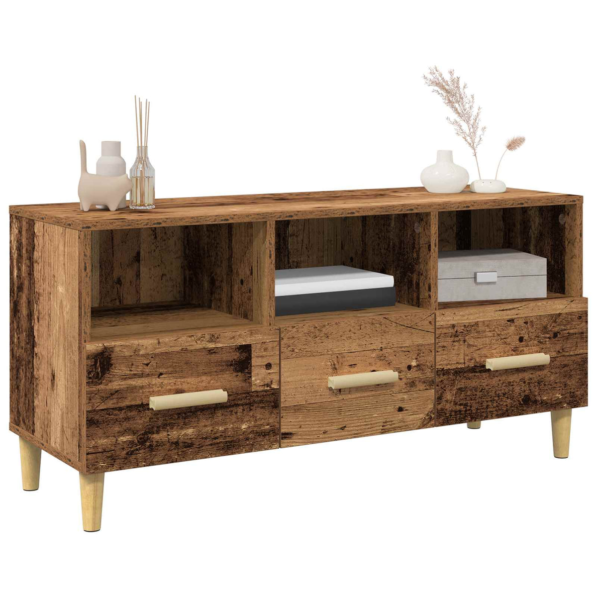 TV-skab 102 x 36 x 50 cm Gammelt træ Konstrueret træ