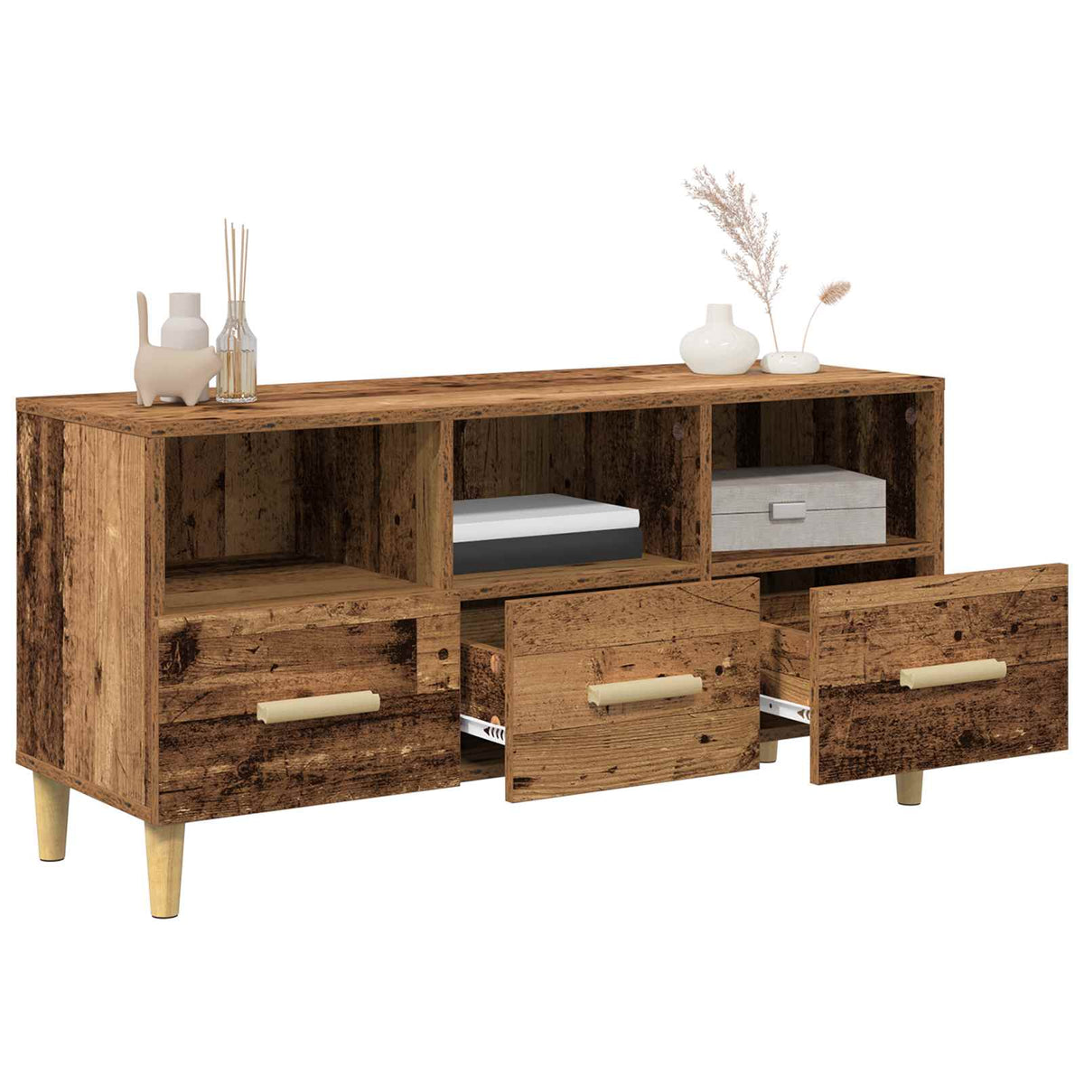 TV-skab 102 x 36 x 50 cm Gammelt træ Konstrueret træ
