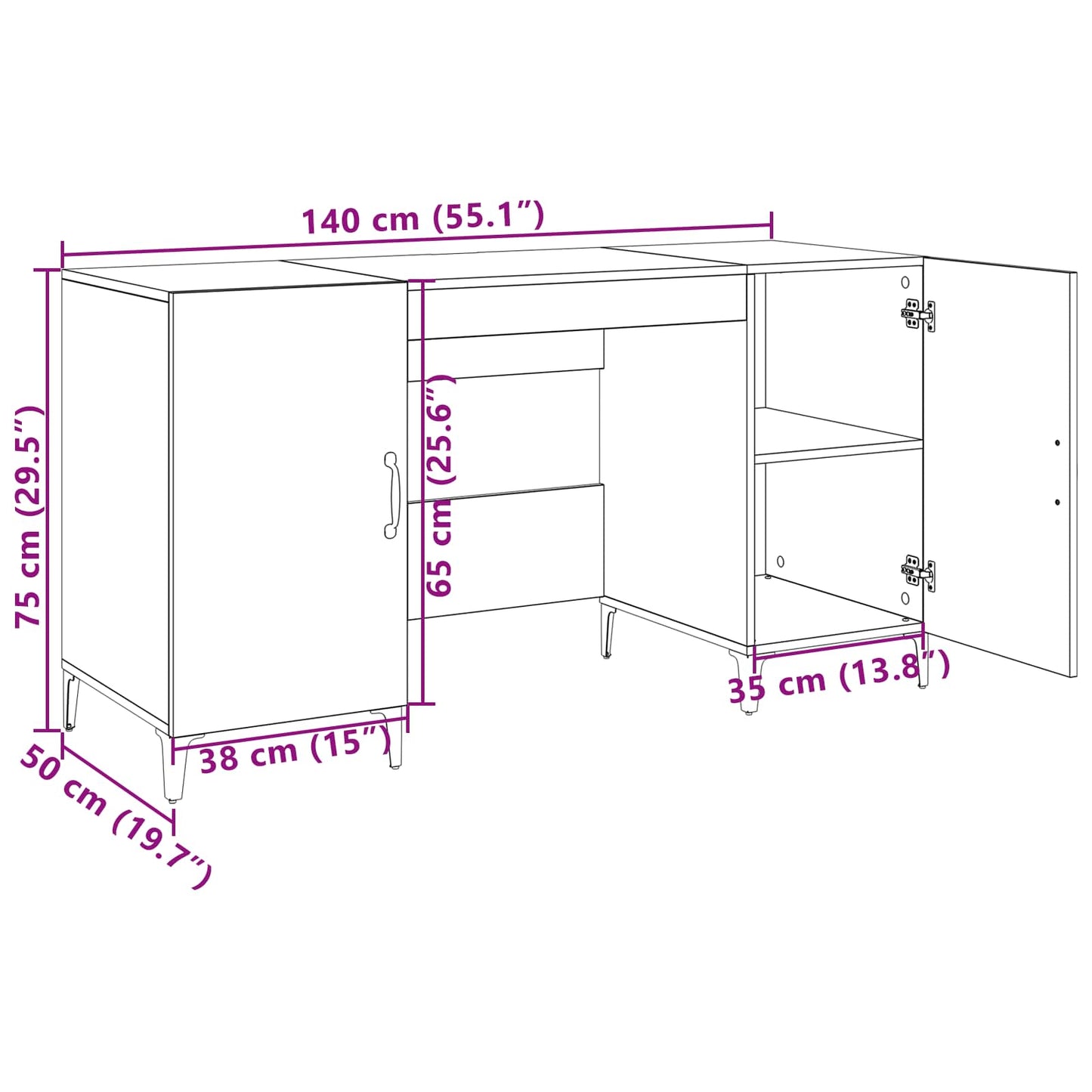 Bord Gammelt træ Konstrueret træ 140 x 50 x 75 cm