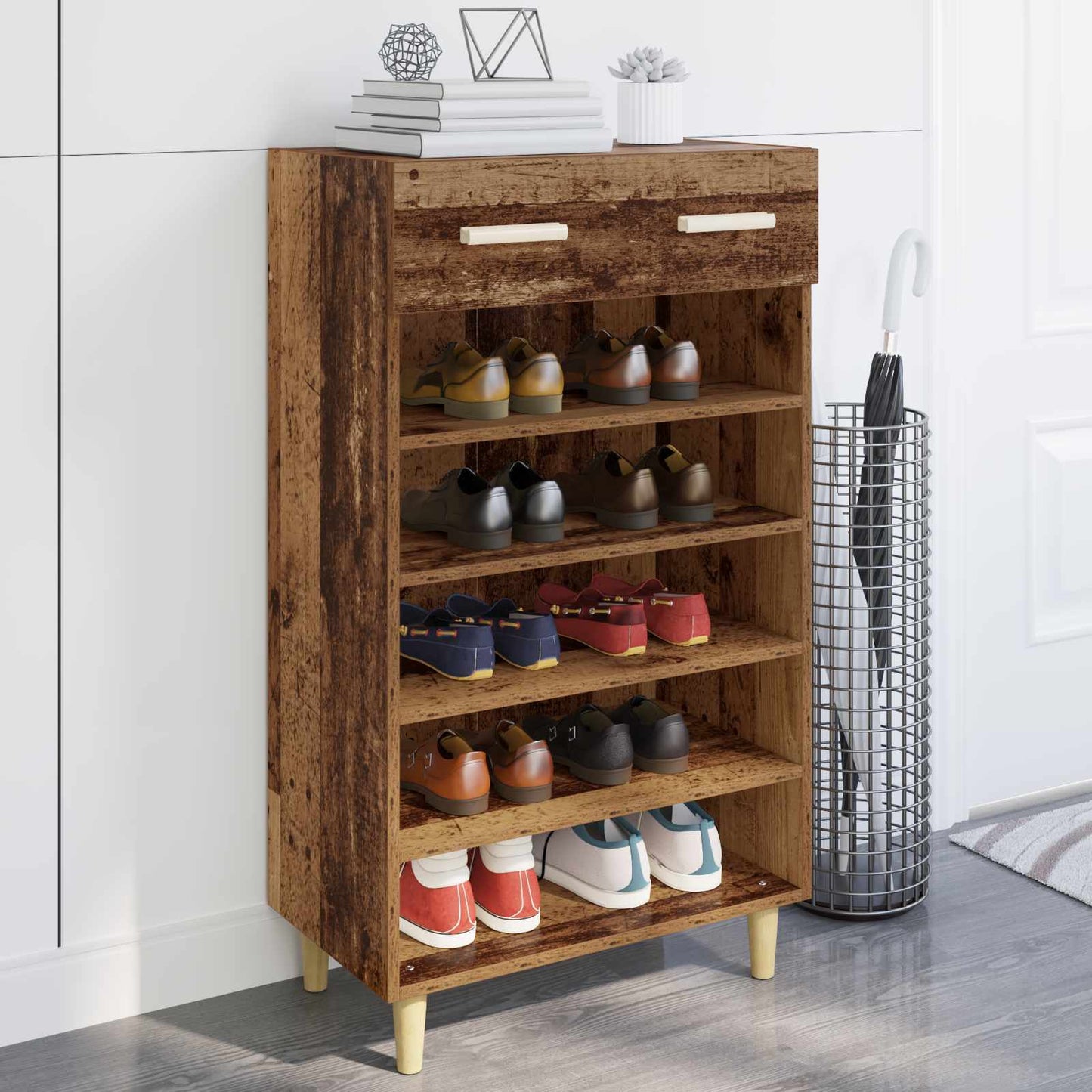 Sko skab 60 x 35 x 105 cm Konstrueret træ Gammelt træ