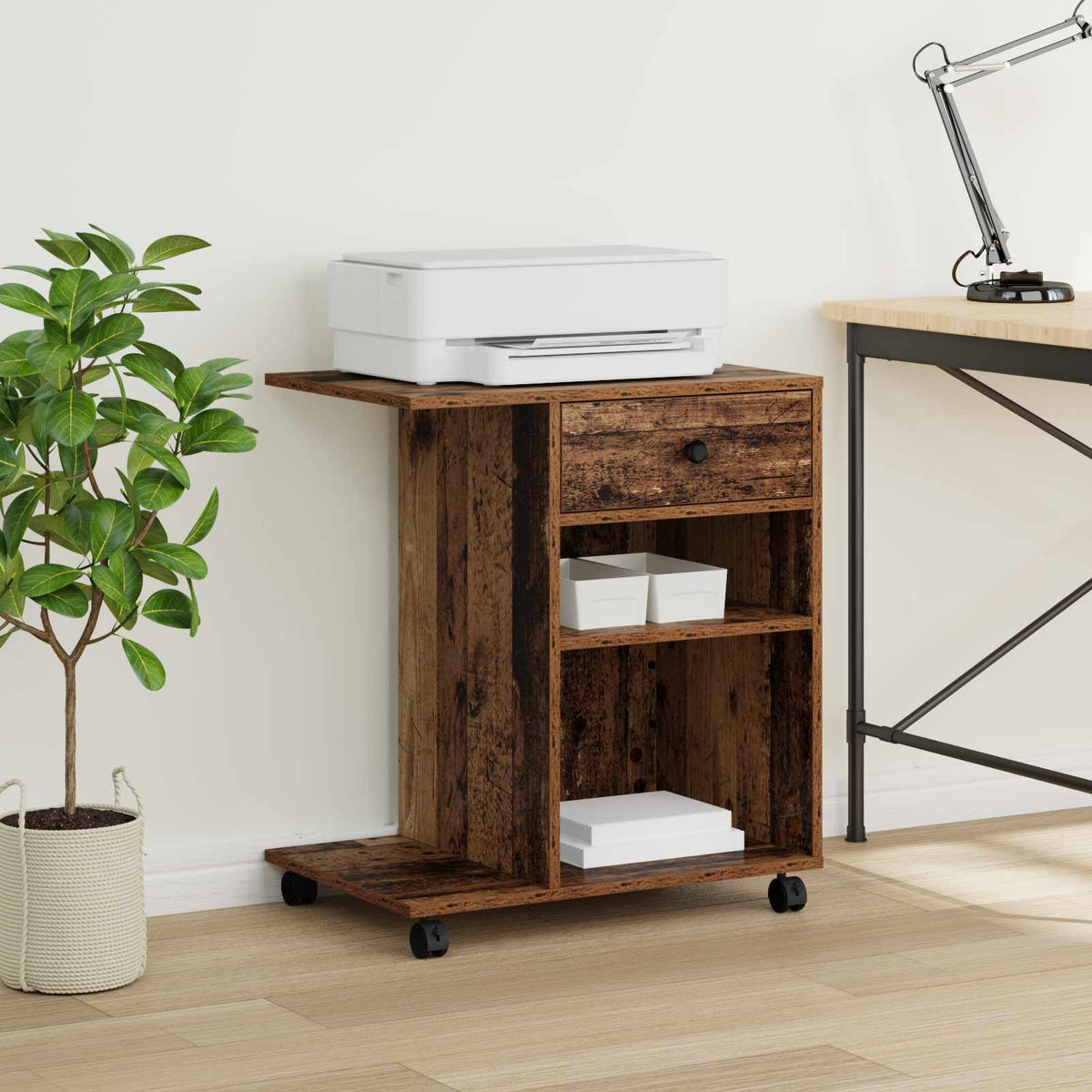 Printerstand Gammelt træ 60 x 40 x 68,5 cm Konstrueret træ